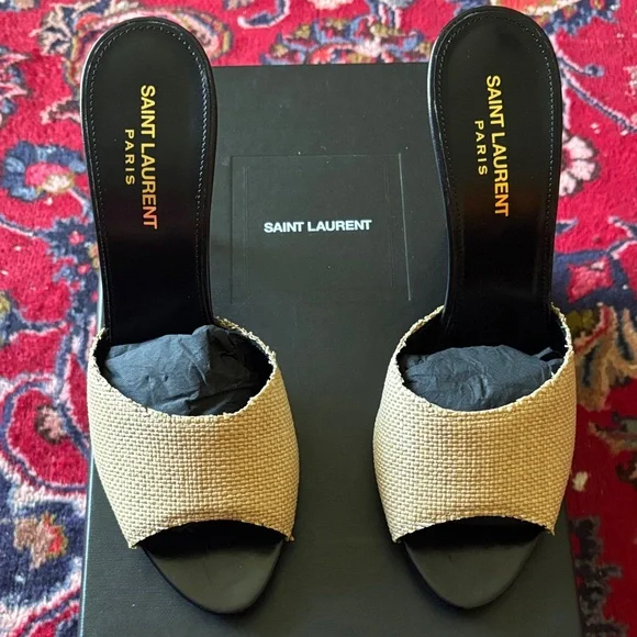 Saint Laurent Women's Cream Mules - Picture 2 of 10